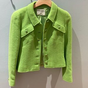 Chanel Lime Green Jacket Wool and Silk